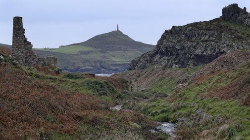 View of Kenidjack Valley looking at Cape Cornwall in autumn